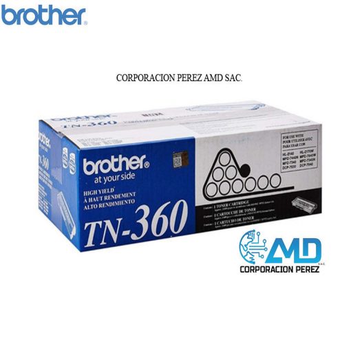 TONER BROTHER TN360, HL2140, HL2170W, MFC 7840W, MFC7440N, DCP7040, COLOR: NEGRO, Rendimiento: 2600 páginas.